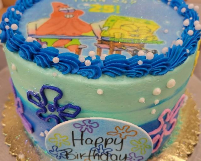 spongebob round layered birthday cake