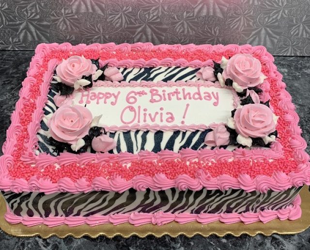 pink zebra birthday sheet cake