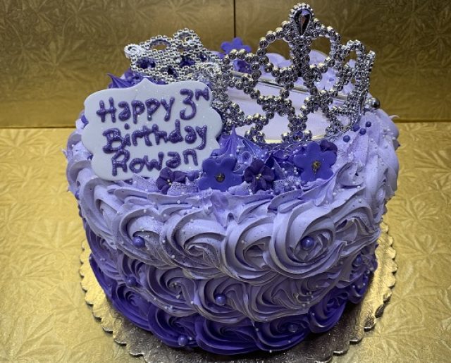 purple princess round birthday cake